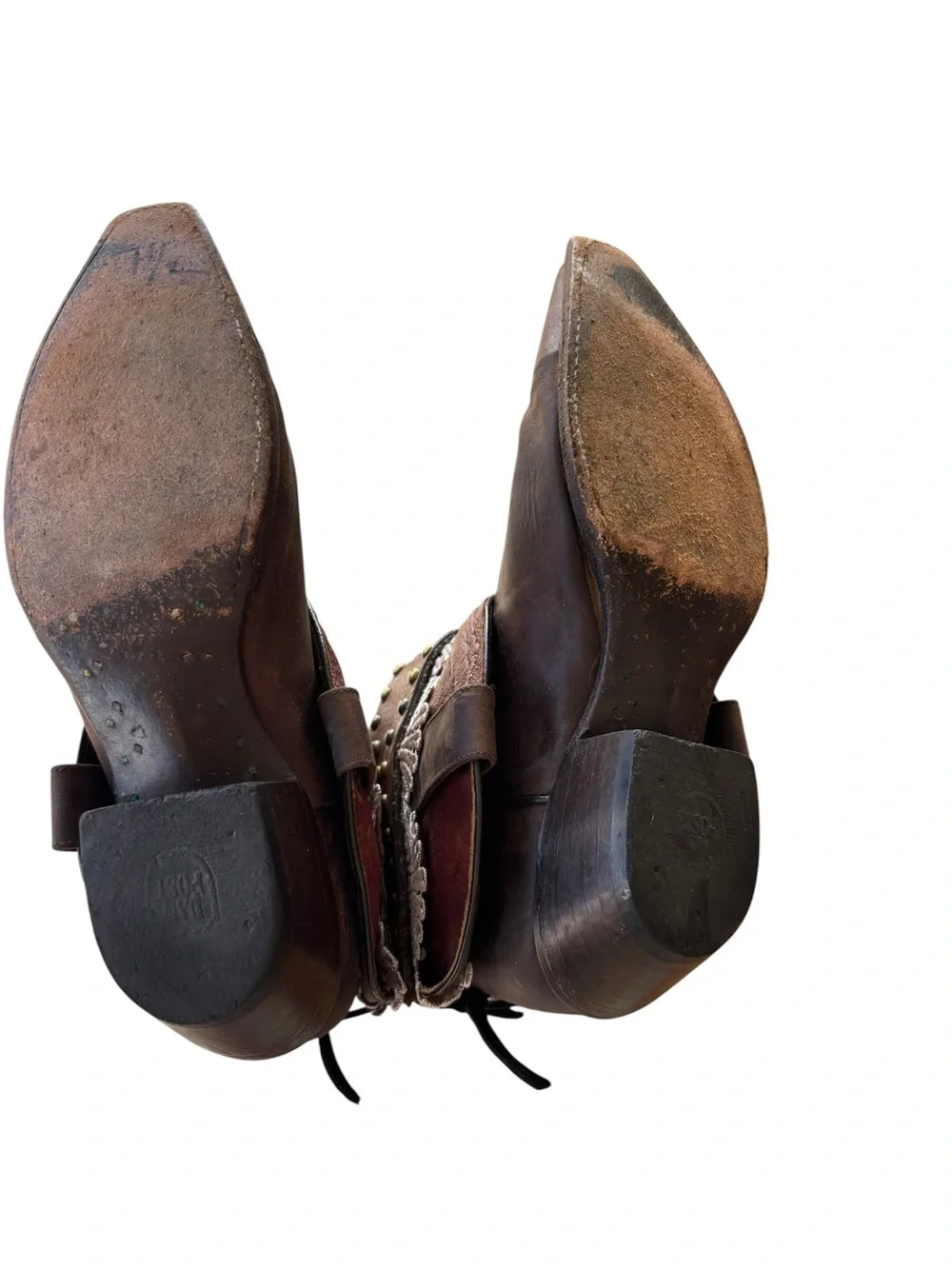 Dan Post Vintage Embellished Western Leather Booties – Size 7.5